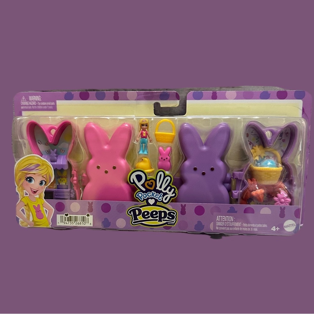 Mattel Polly Pocket /Peeps Bunny Playset - Pink and Purple